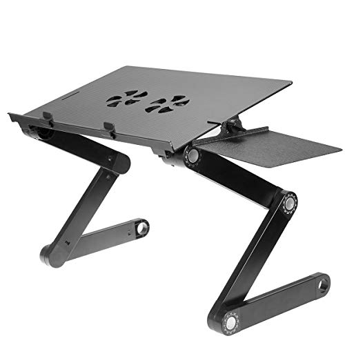 iCraze Adjustable Vented Laptop Table Laptop Computer Desk Portable Bed Tray Book Stand Multifuctional & Ergonomics Design Dual Layer Tabletop...