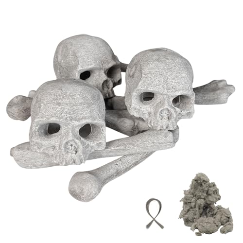 MrGas Log 9 Pcs Ceramic Skulls for Fire Pit, Durable Reusable Fire Pit Skulls, Fireproof Fire Pit Skull Log for...