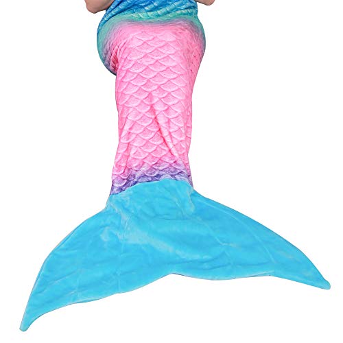 softan Mermaid Tail Blanket for Kids Teens Adults,Plush Soft Flannel Fleece All Seasons Sleeping Blanket,Rainbow Ombre Fish Scale Design Snuggle...
