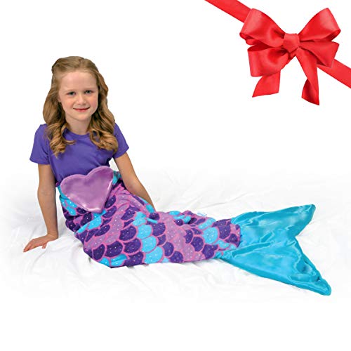 Snuggie Tails Mermaid Blanket- Comfy, Cozy, Super Soft, Warm, All Season, Wearable Blanket for Kids, As Seen on TV (Purple)