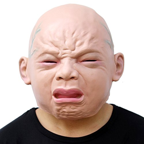 CreepyParty Novelty Halloween Costume Party Latex Head Mask Baby Face (Cry Baby)
