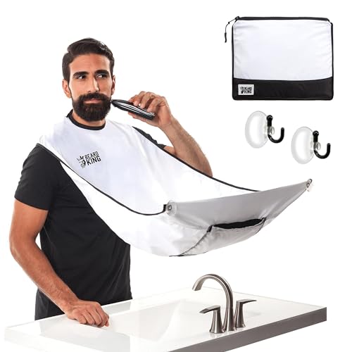 BEARD KING - The Official Beard Bib - Hair Clippings Catcher & Grooming Cape Apron - “As Seen on Shark...