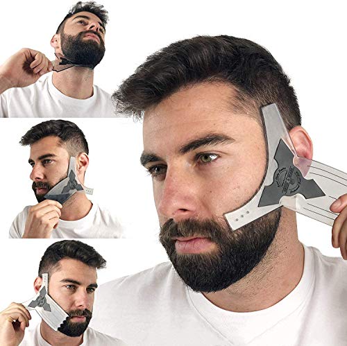 Beard Shaping Tool Guide & Bamboo Comb Grooming Kit for Men's Care | Valentines Gift Barber Pencil | Best Shaper...