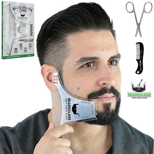 BEARDCLASS Beard Shaping Tool - 8 in 1 Comb Multi-liner Beard Shaper Template Comb Kit Transparent - Works with any...
