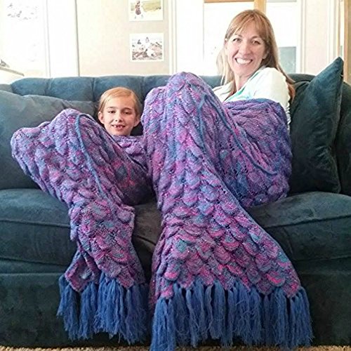 Mermaid Blanket with Scales (Adult, Purple)